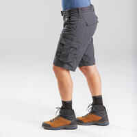 Men's Travel Trekking Cargo Shorts - TRAVEL 100 - Grey