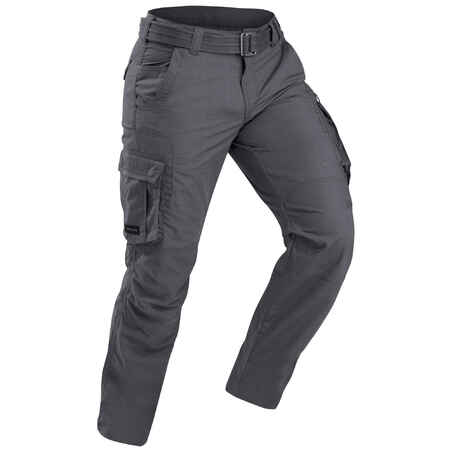 Men's Travel Trekking Cargo Trousers - TRAVEL 100 Grey