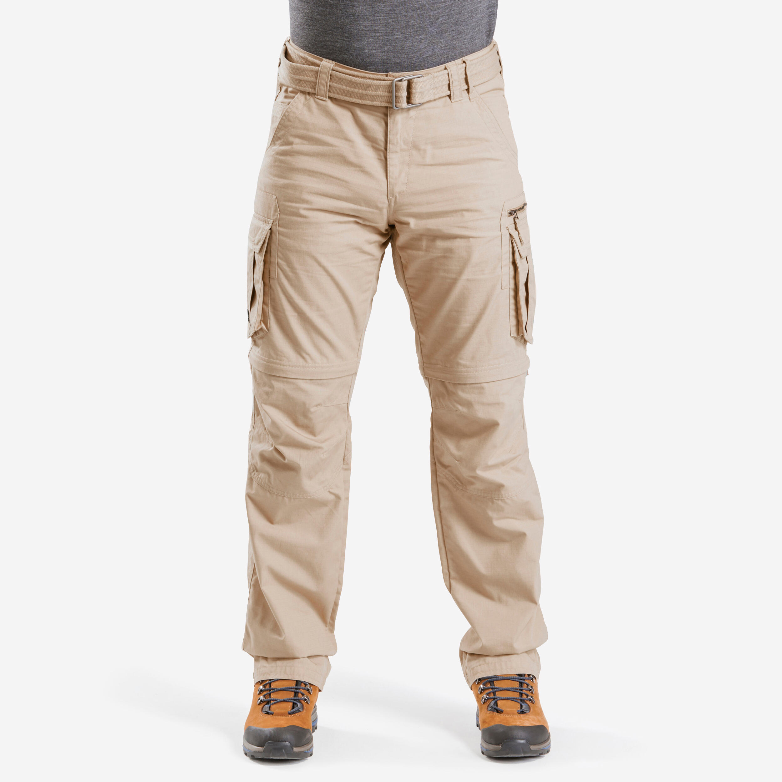 Pantaloni cargo modulari da trekking e da viaggio - TRAVEL 100 MODUL uomo sabbia