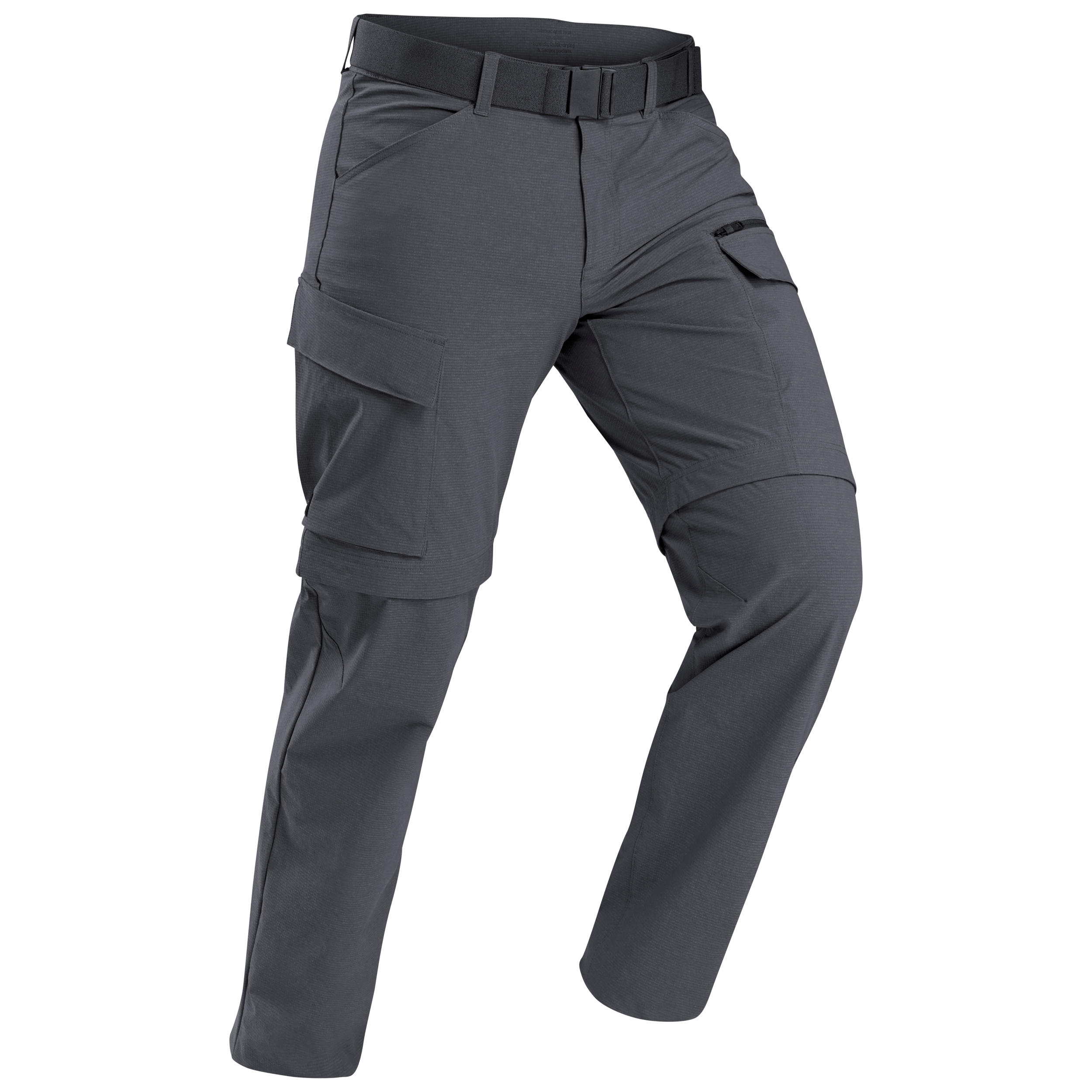 Men Hiking Trouser Zip-Off MH150 Dark Grey