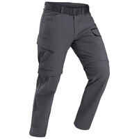 Pantalon desmontable montaña y trekking Hombre Travel 500 gris