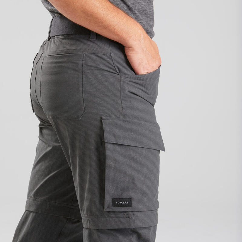 Pantalon desmontable montaña y trekking Hombre Travel 500 gris