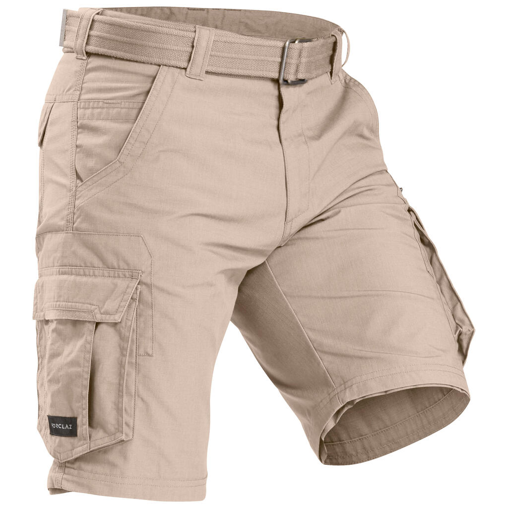 Pantalón cargo transformable de senderismo viaje - TRAVEL 100 MODUL arena hombre