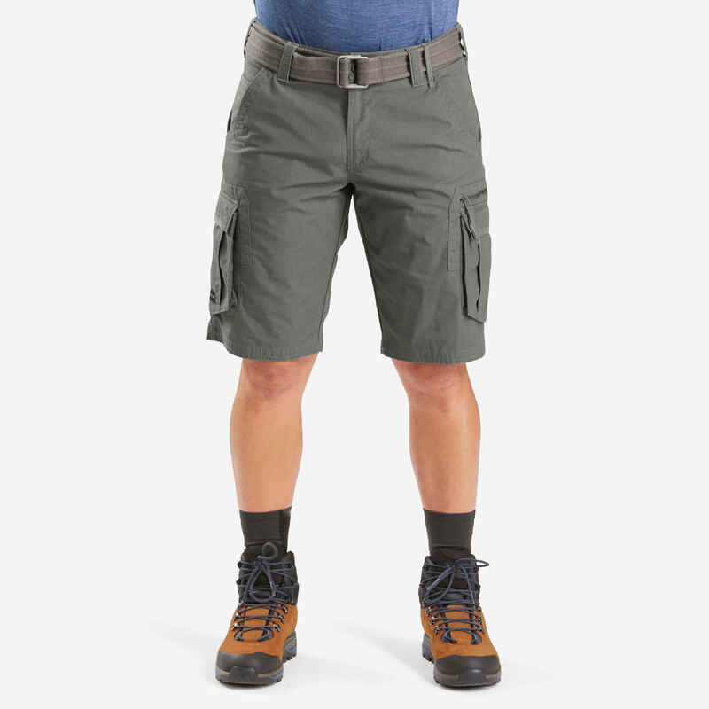 Men's Travel Trekking Cargo Shorts - TRAVEL 100 - Khaki