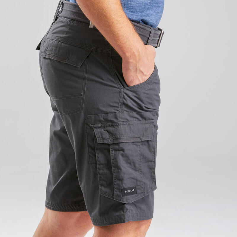 Pantalon scurt cargo Trekking Călătorie TRAVEL 500 Gri Bărbați 