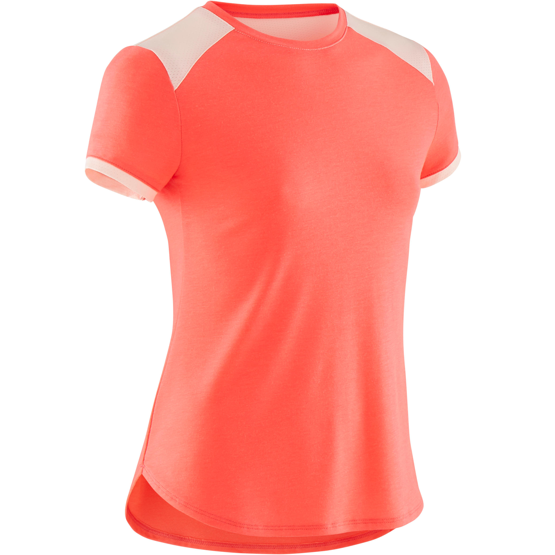 T shirt manches courtes respirant 500 fille GYM ENFANT rose fluo