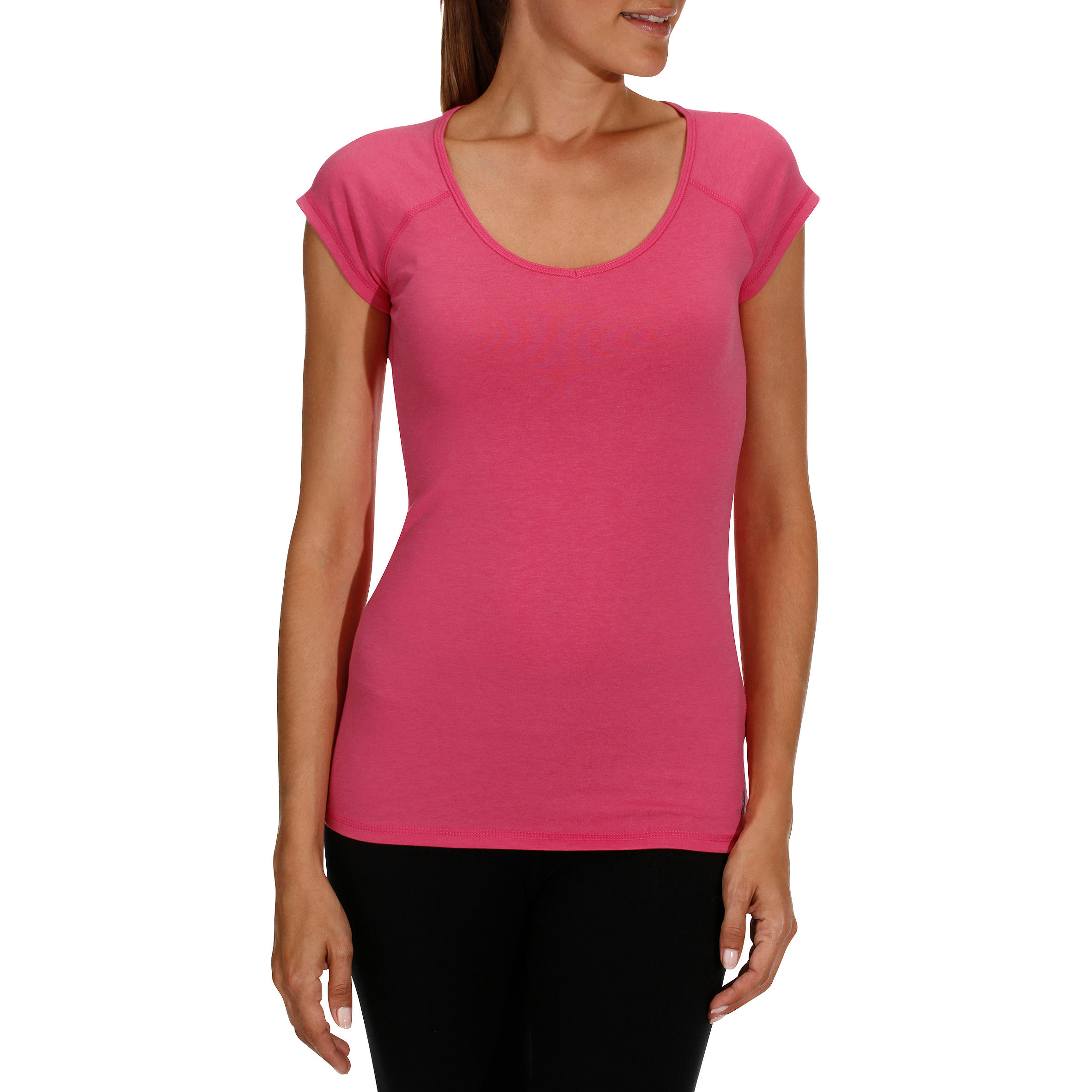 Women's Short-Sleeved Slim-Fit Gym & Pilates T-Shirt - Bright Pink 2/12