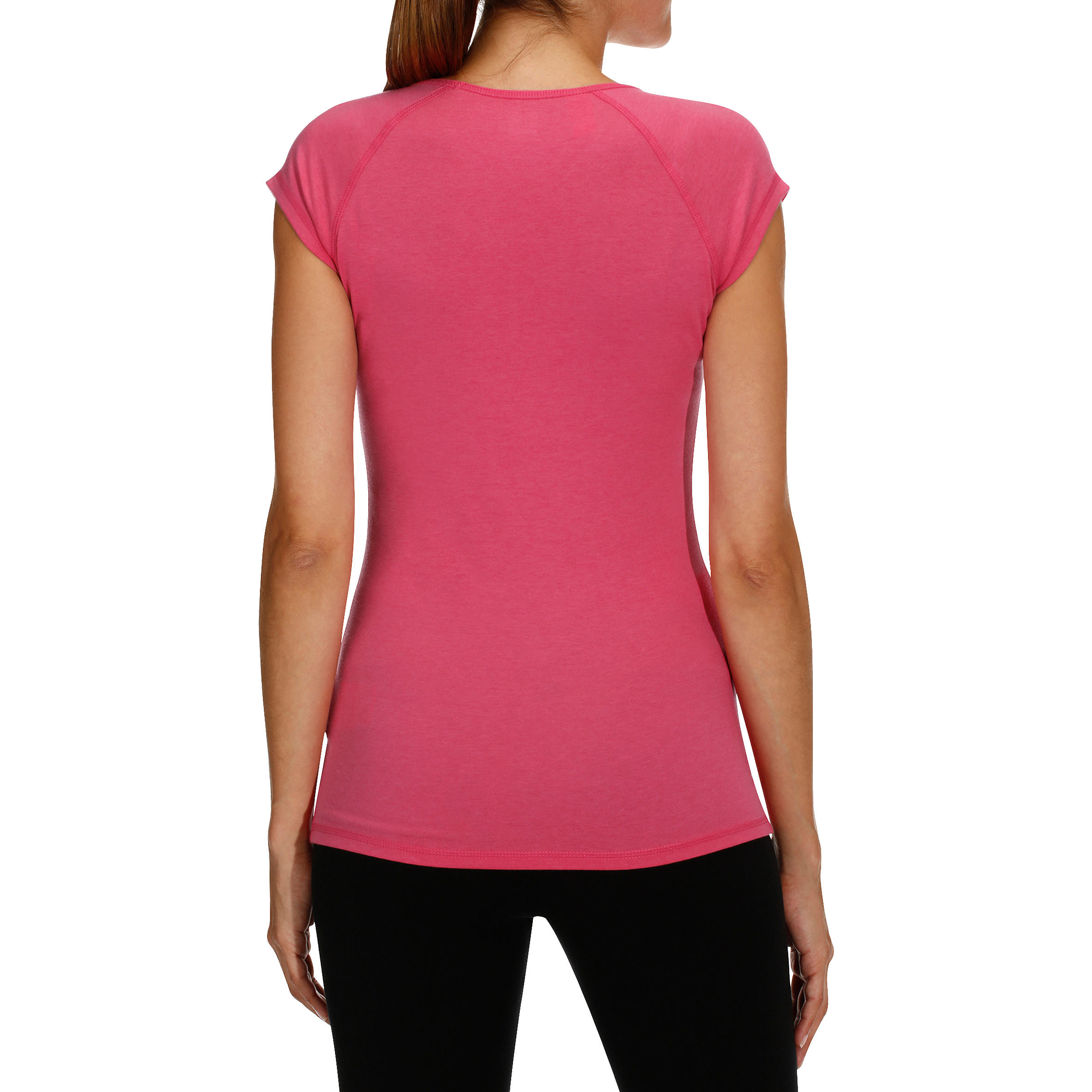Women's Short-Sleeved Slim-Fit Gym & Pilates T-Shirt - Bright Pink 4/12