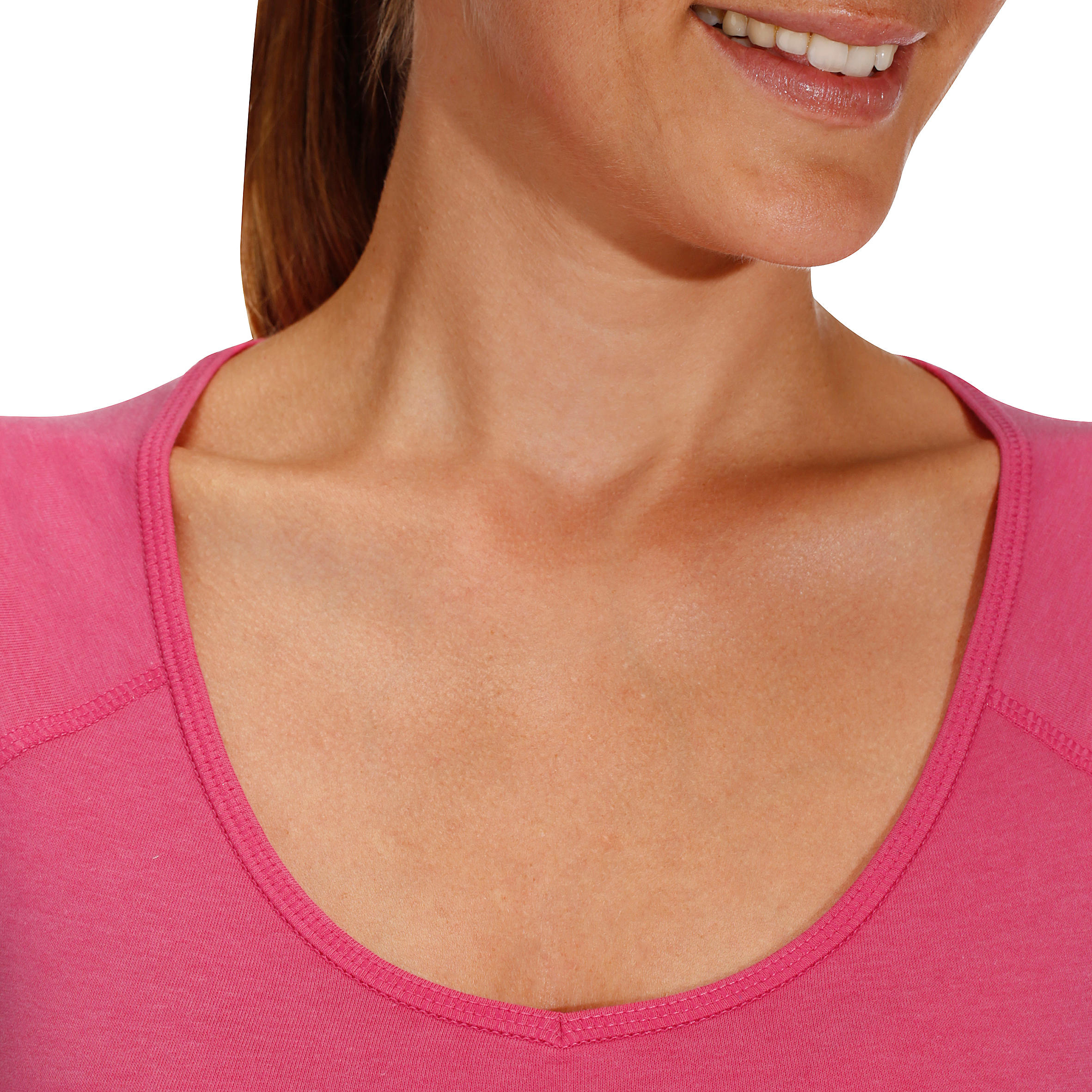 Women's Short-Sleeved Slim-Fit Gym & Pilates T-Shirt - Bright Pink 6/12