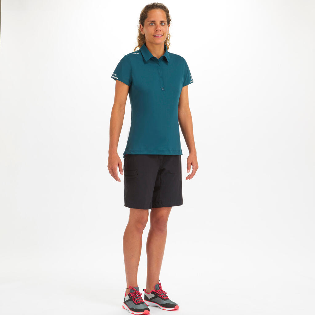 Women’s Sailing Short Sleeve Polo Shirt Race - Petrol