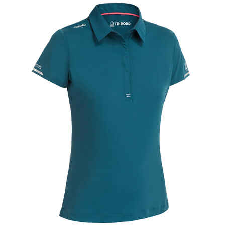 Polo majica za plovidbu kratkih rukava ženska petrolej plava