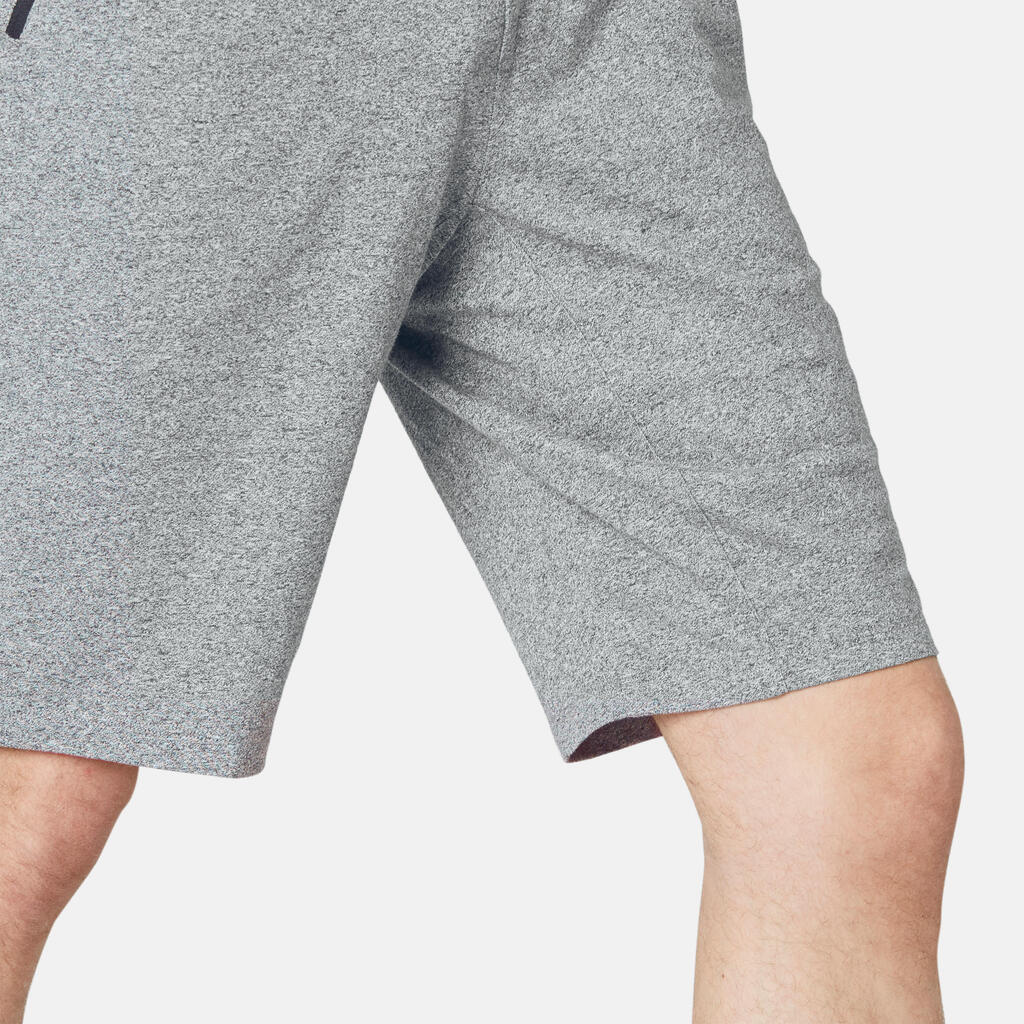 Shorts lang aus dehnbarer Baumwolle RV-Taschen Fitness grau