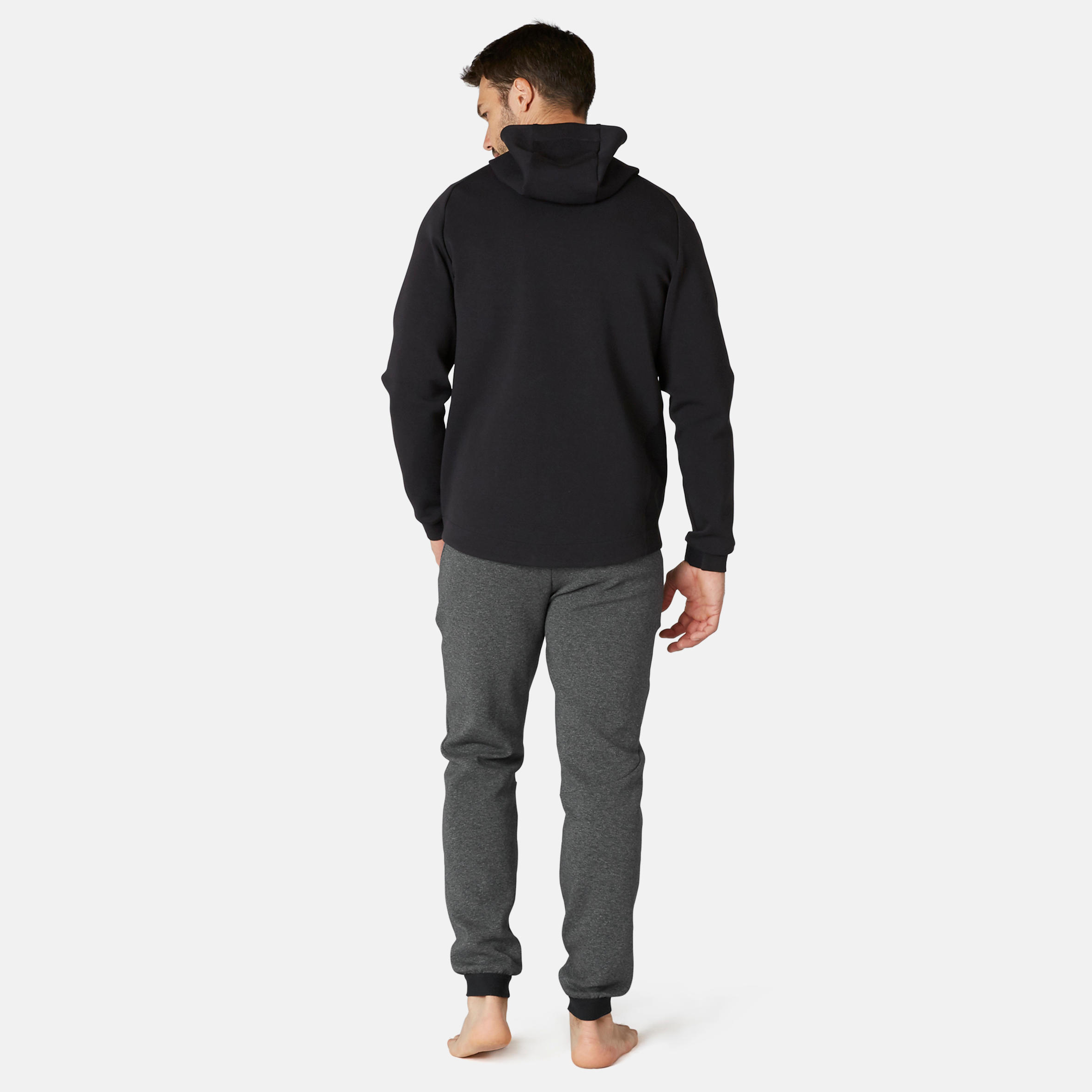Men's Slim-Fit Fitness Jogging Bottoms 500 - Dark Mottled Grey 4/7