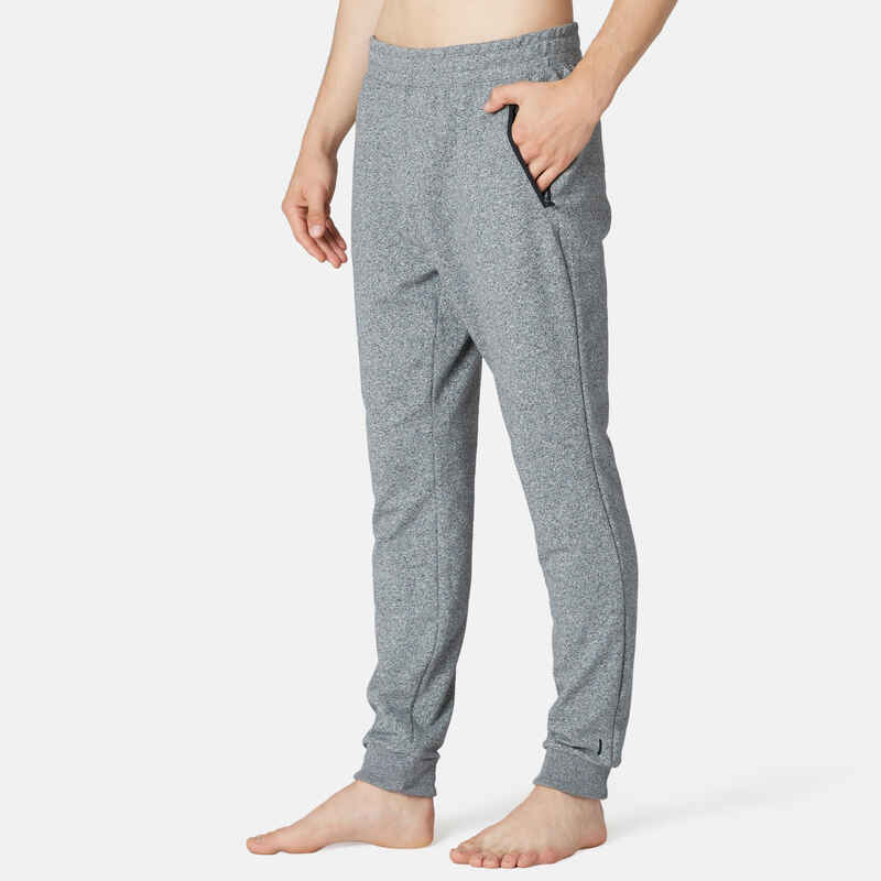 Fitness Slim-Fit Jogging Bottoms with Zip Pockets - Grey