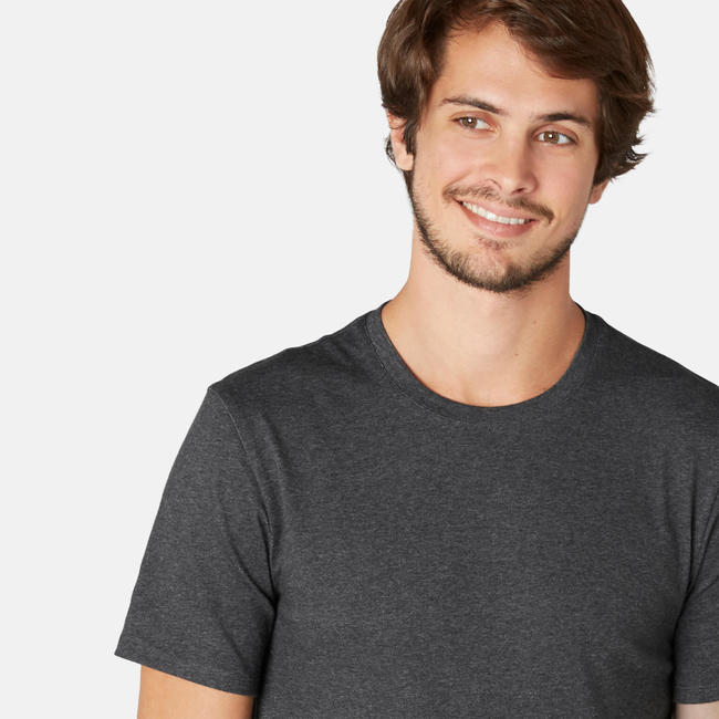 Fitness Slim-Fit Stretch Cotton T-Shirt - Dark Mottled Grey