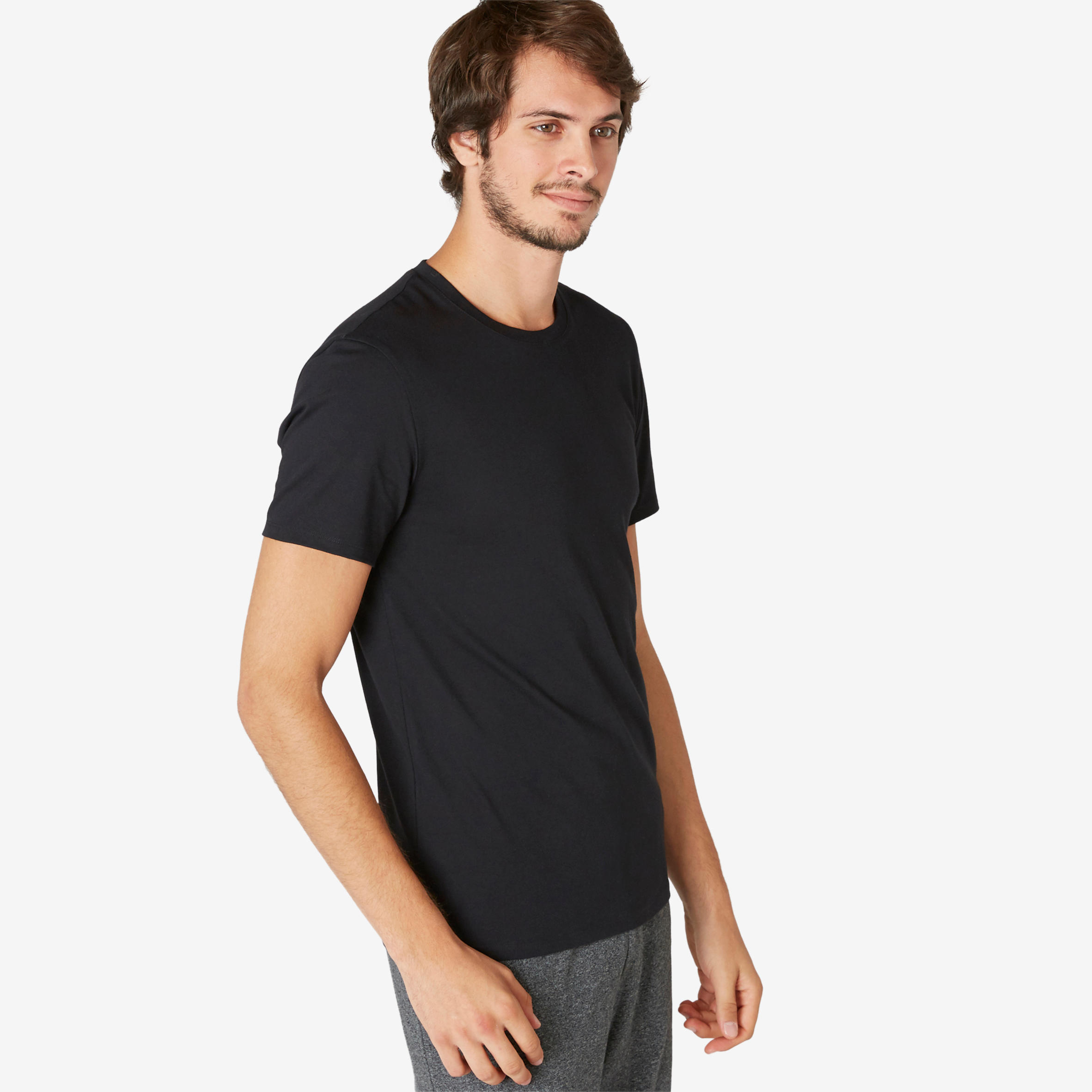 Men's Slim-Fit Fitness T-Shirt 500 - Black 18/19