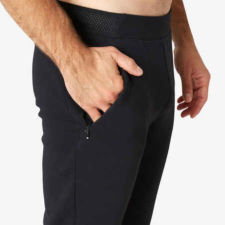 Pantalón chándal fitness  slim Hombre Domyos 540 negro