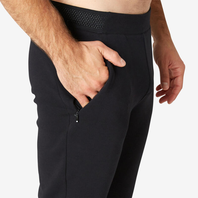 Pantalón chándal fitness algodón ajustado Hombre Domyos 500+ negro -  Decathlon