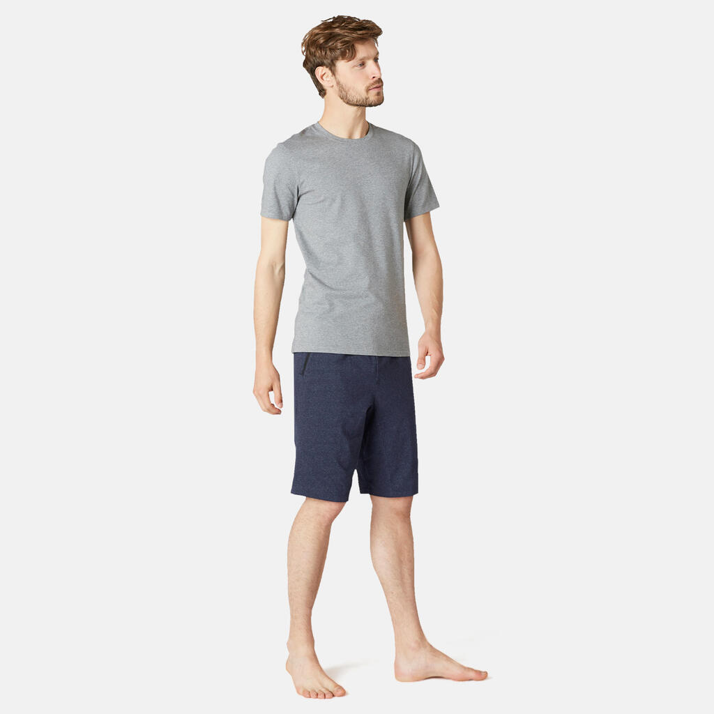 Shorts lang aus dehnbarer Baumwolle RV-Taschen Fitness blau