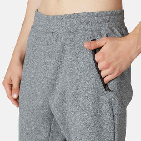 Fitness Slim-Fit Jogging Bottoms with Zip Pockets - Grey