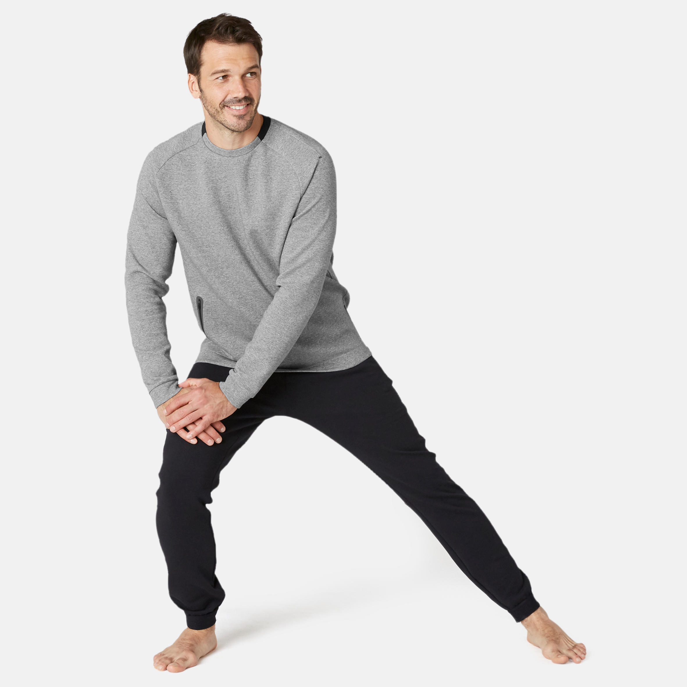 Fitness Sweatshirt with Zippered Pocket - Grey 3/8
