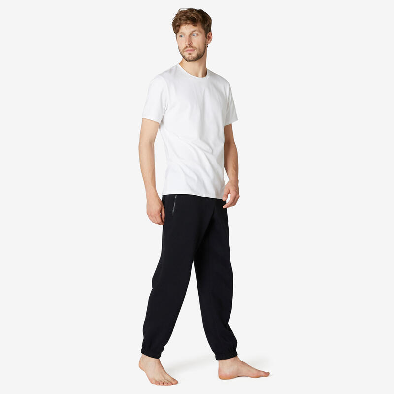 Pantalón chándal fitness algodón ajustado Hombre Domyos 500+ gris