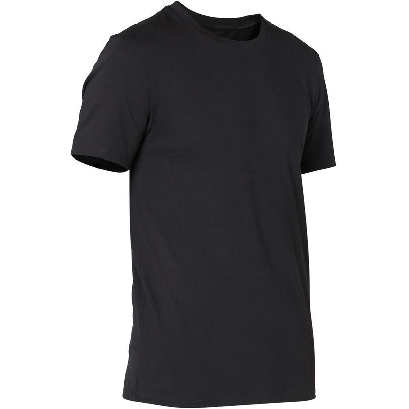 Fitness T-shirt voor heren slim fit 500 zwart