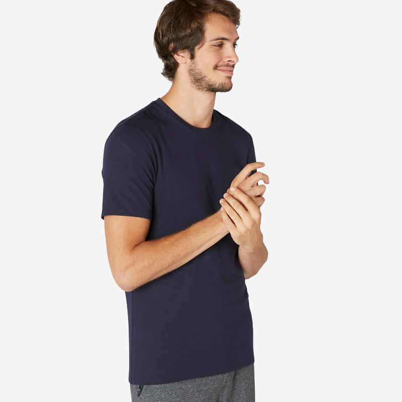 T-Shirt Herren Baumwolle Slim - 500 dunkelblau