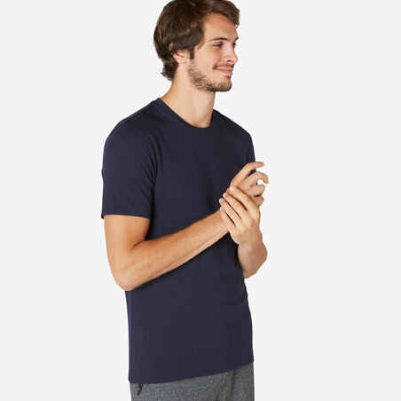 Vyriški siauro kirpimo kūno rengybos marškinėliai „500“, tamsiai mėlyni