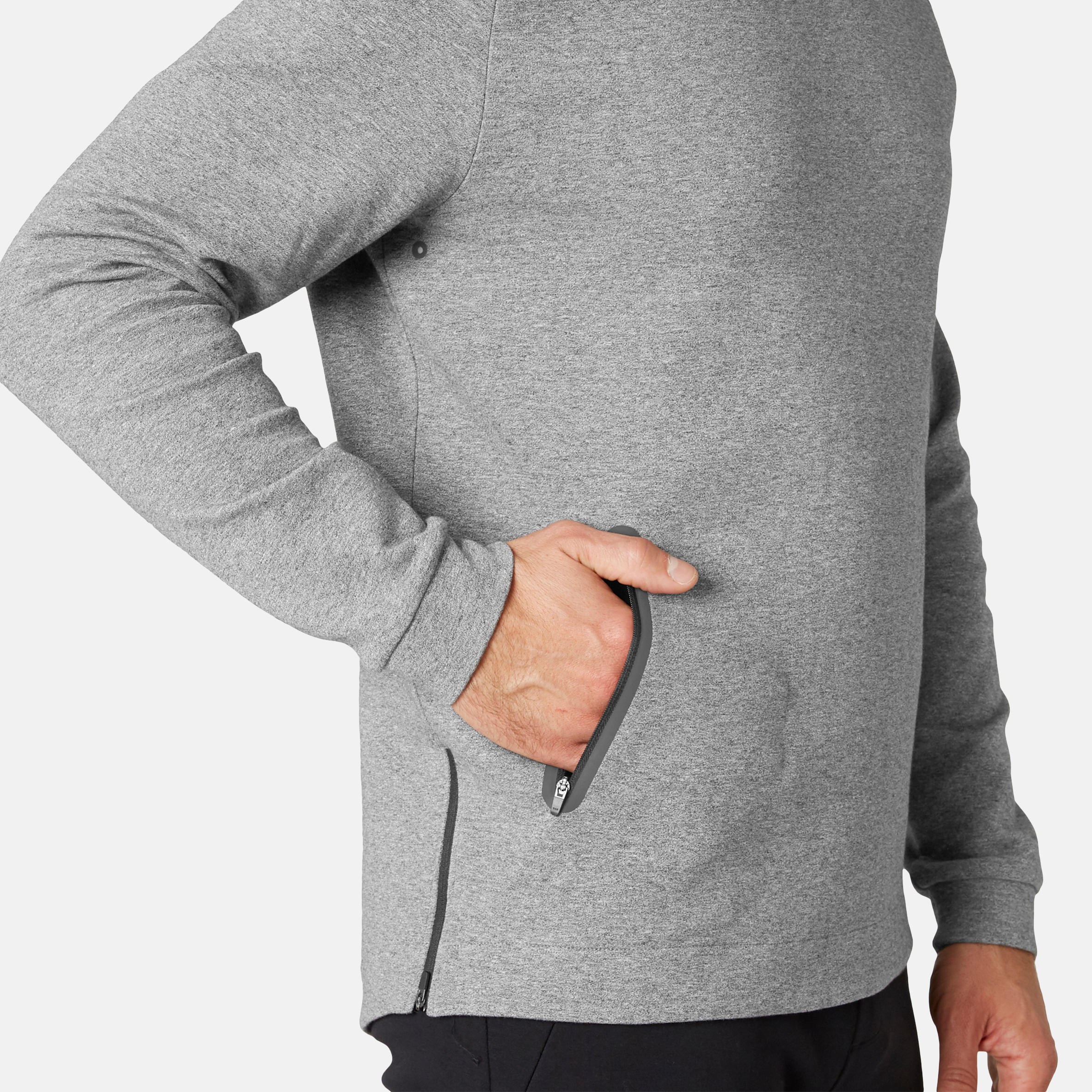 Fitness Sweatshirt with Zippered Pocket - Grey 6/8