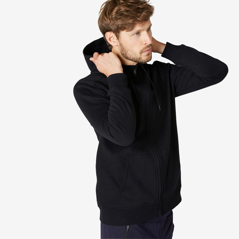 felpa nera con cappuccio uomo