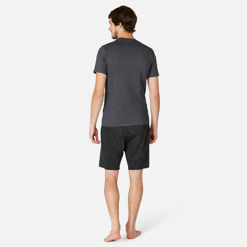 Camiseta Sport Pilates Gimnasia suave hombre 500 Slim gris oscuro 