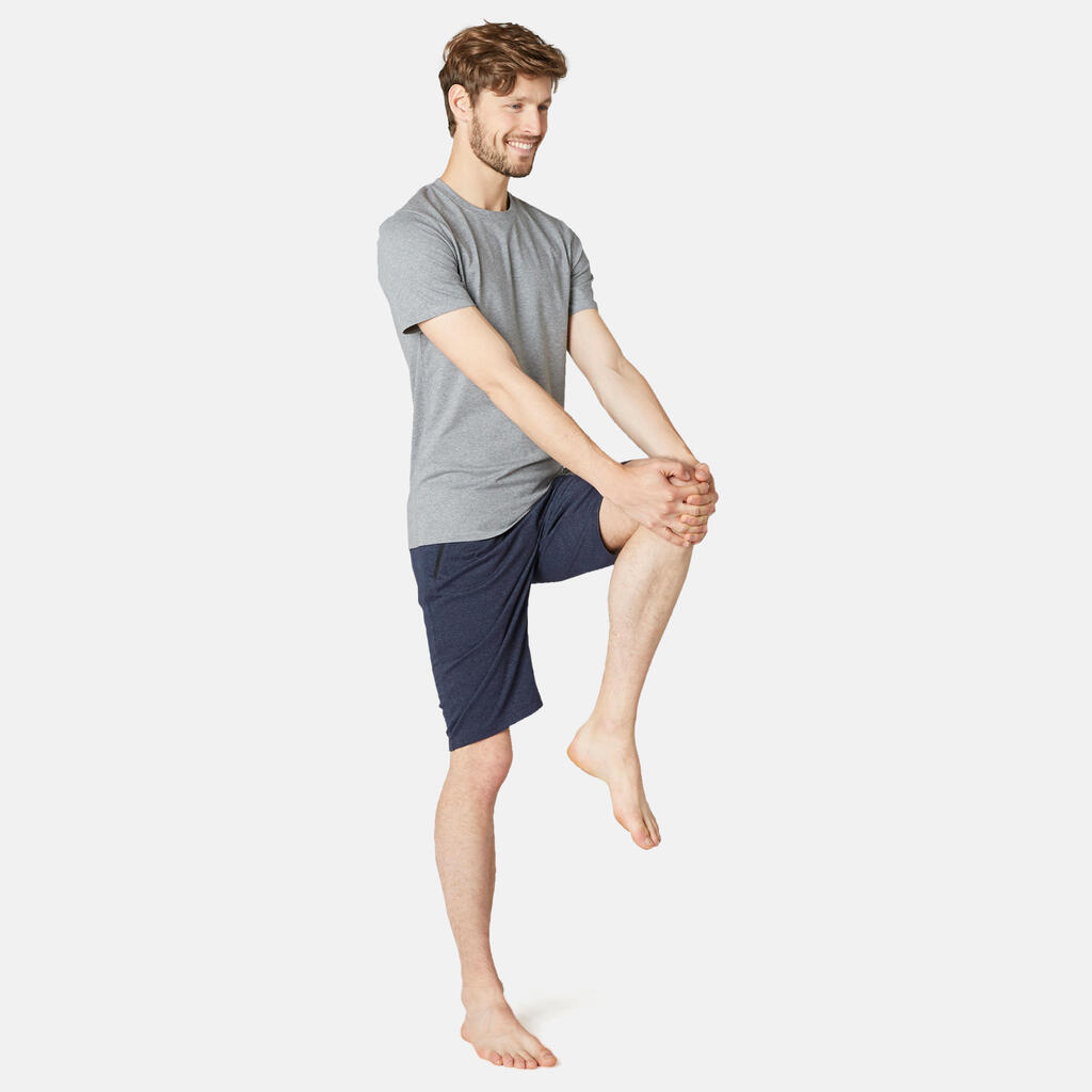 Shorts lang aus dehnbarer Baumwolle RV-Taschen Fitness blau