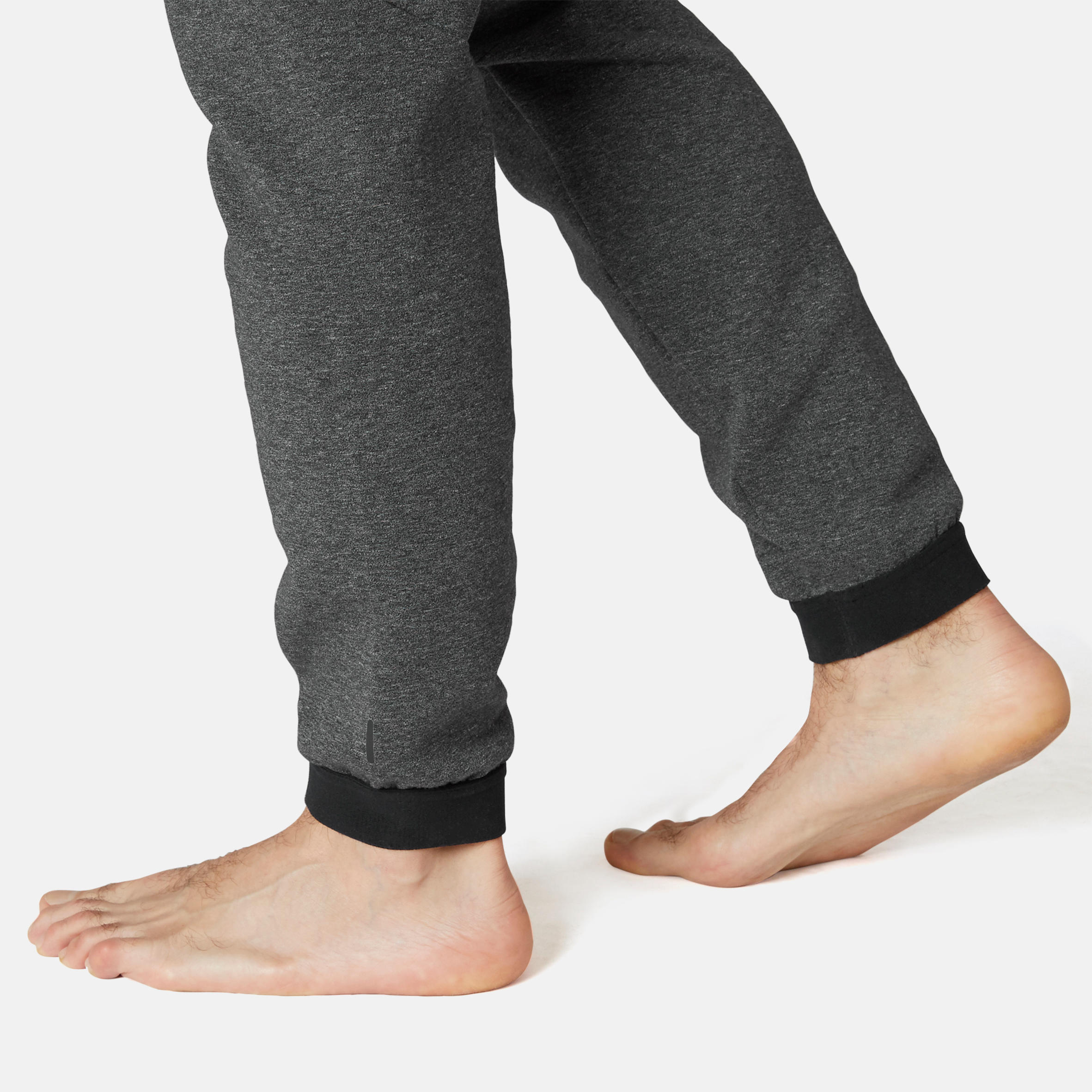 Men's Slim-Fit Fitness Jogging Bottoms 500 - Dark Mottled Grey 5/7