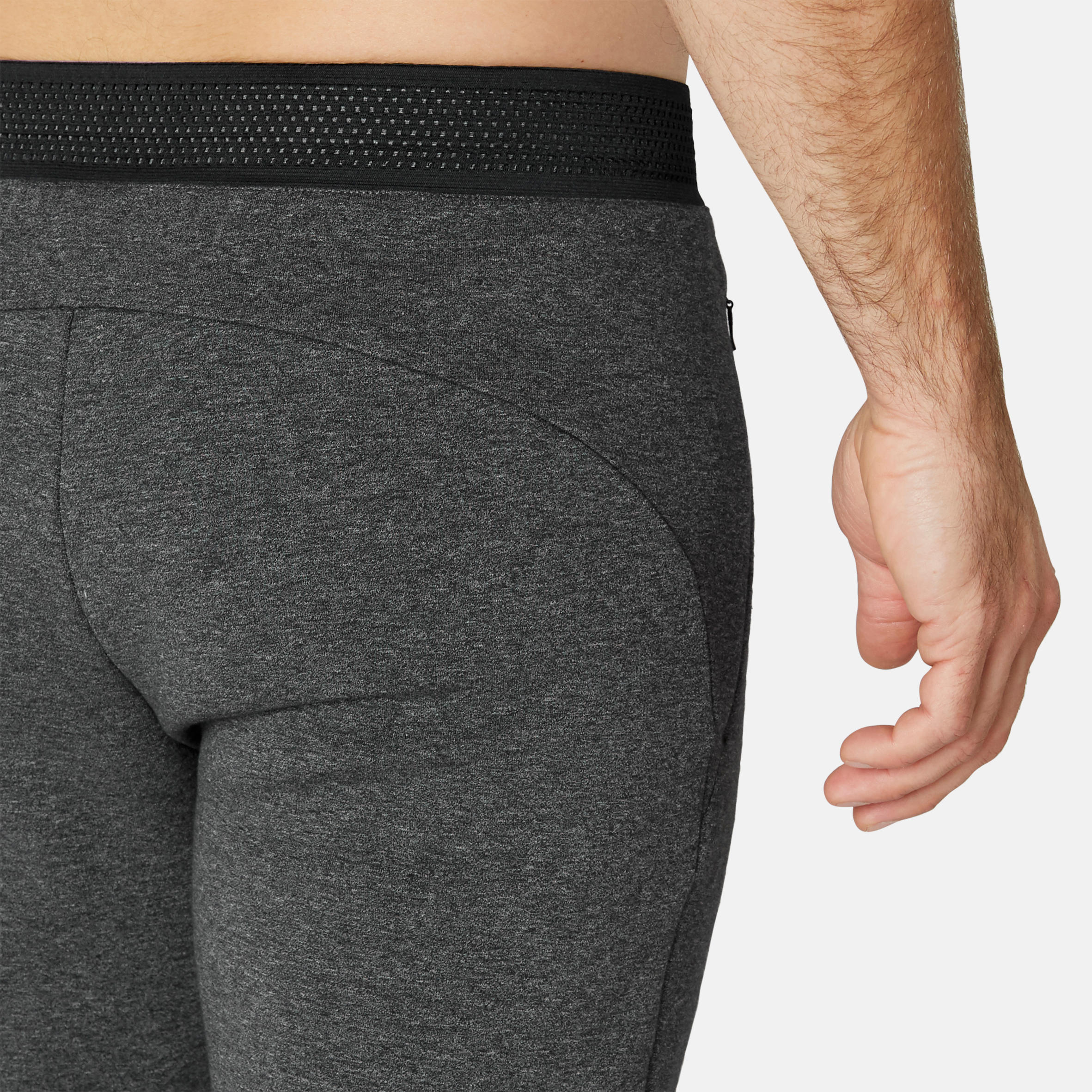 Men's Slim-Fit Fitness Jogging Bottoms 500 - Dark Mottled Grey 7/7