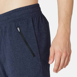 Long Slim-Fit Stretch Cotton Fitness Shorts with Zip Pockets - Blue