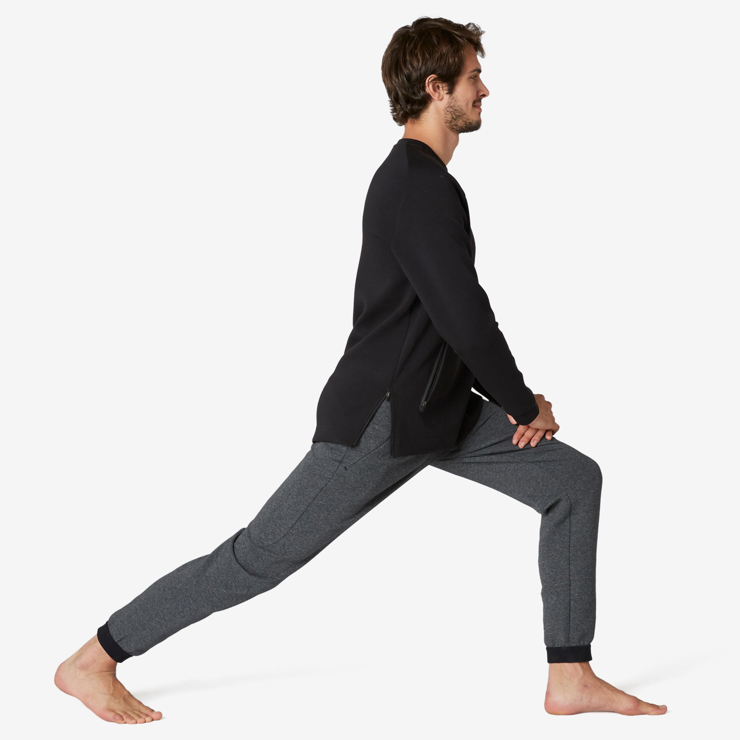 Fitness Sweatshirt with Zip-Up Pocket - Black 3/8