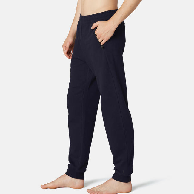 Men's Gym Trousers/Pants RegularFit Zip Pockets 500 Navy Blue