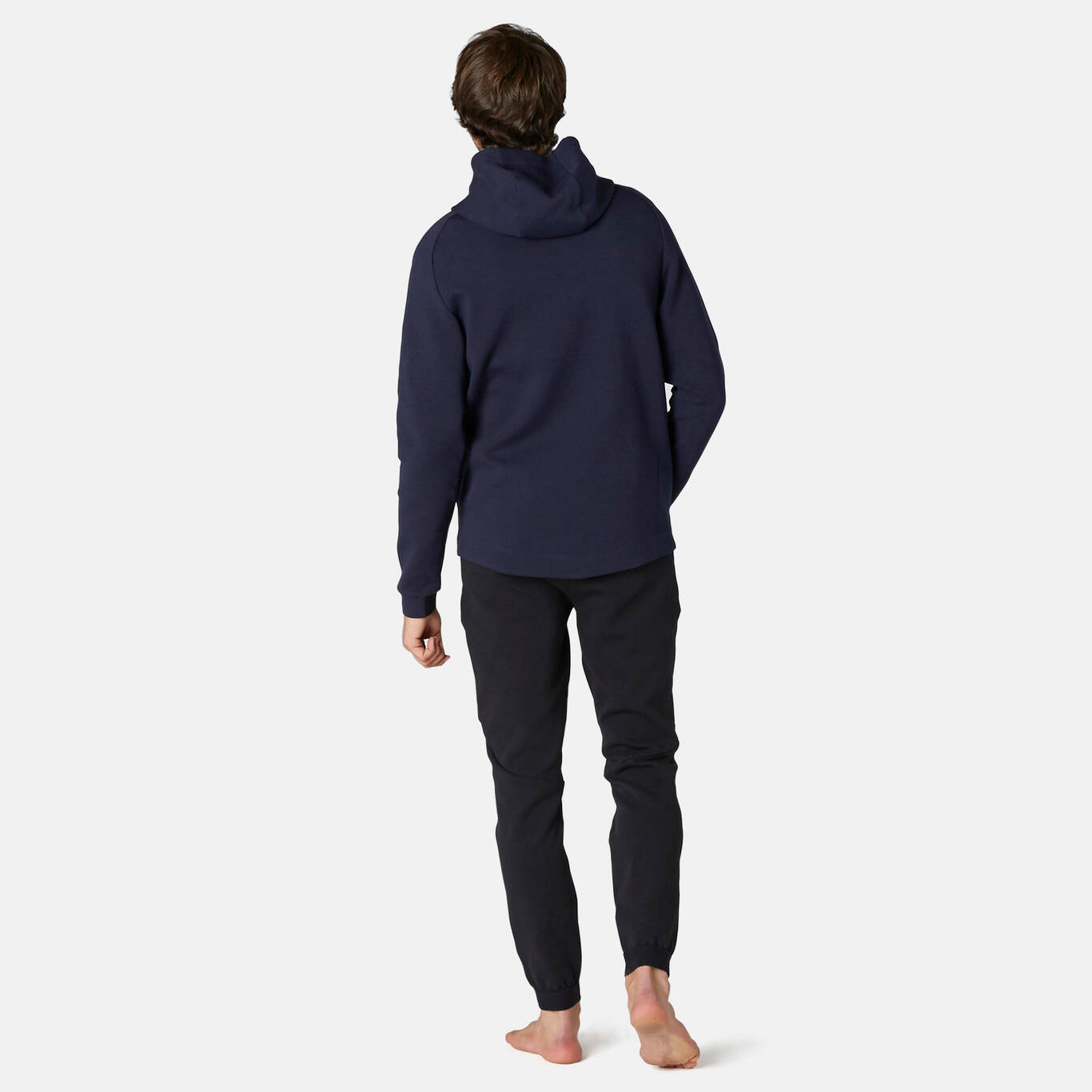 Zippered Fitness Hoodie with Zippered Pockets - Navy Blue