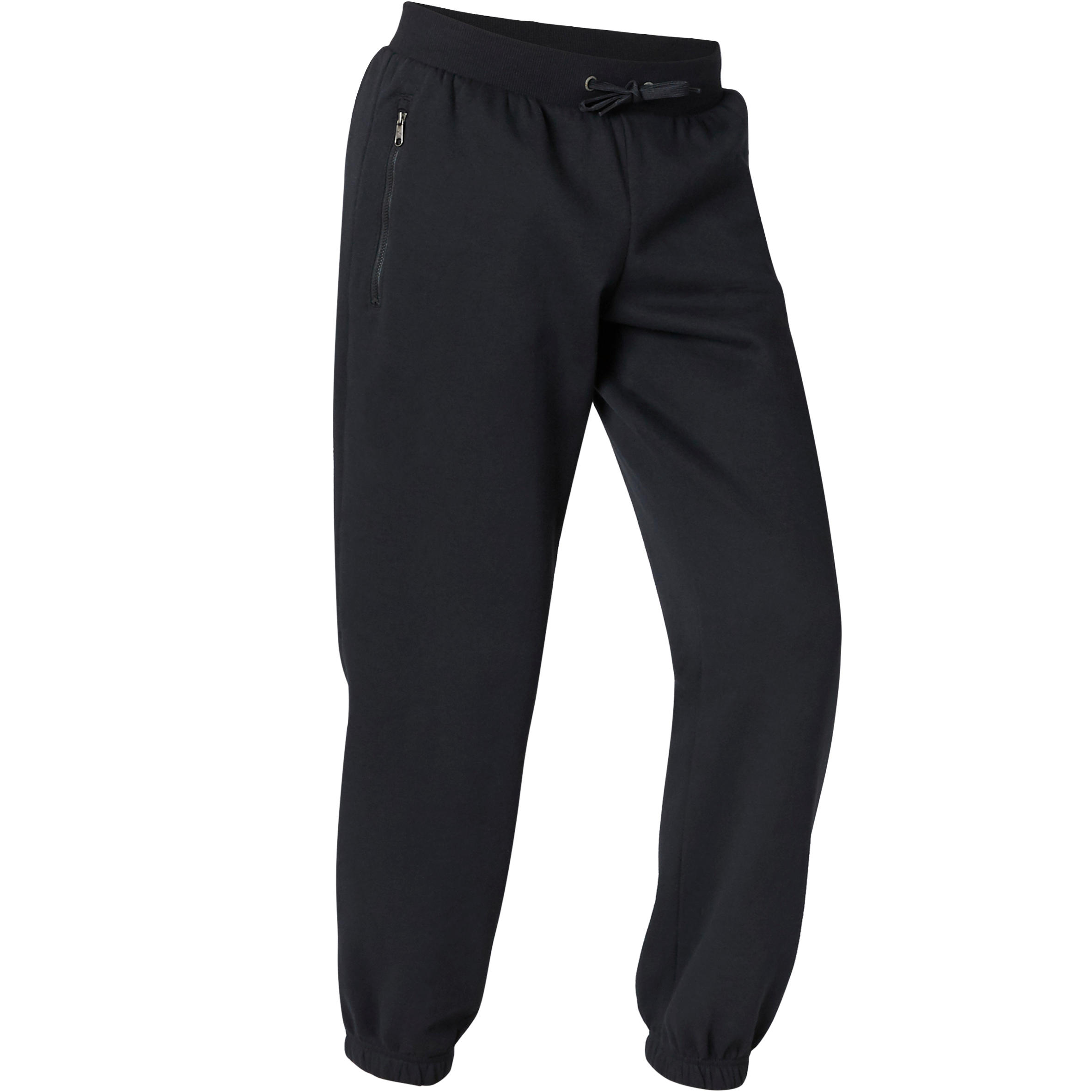 black tracksuit bottoms with zip pockets