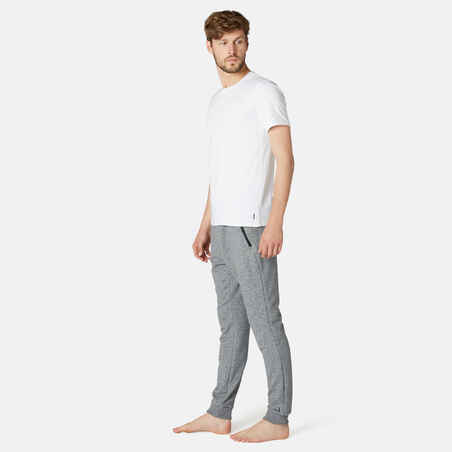 FITINC Light Grey Slim Fit Joggers for Men with Double Piping & Zip Pockets