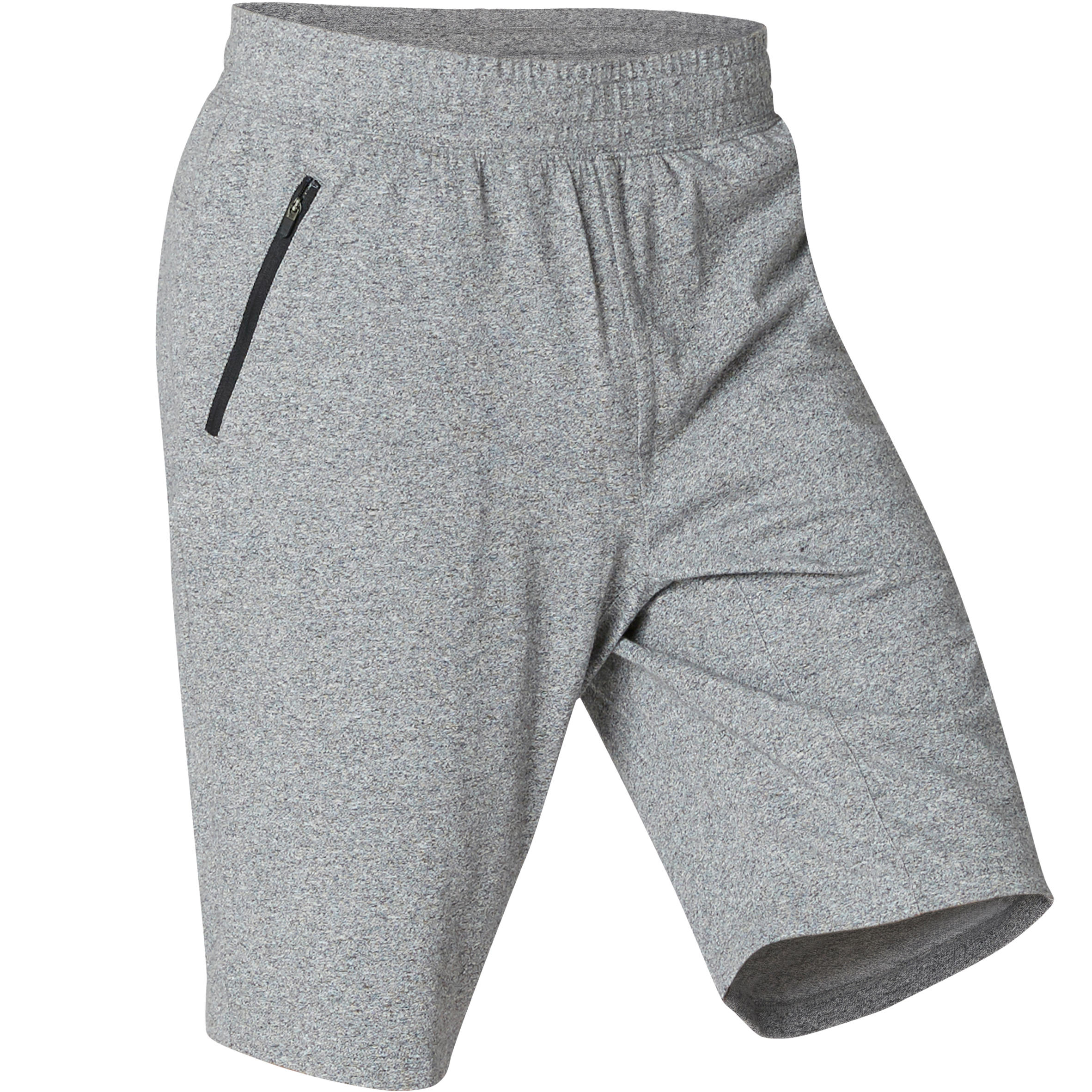 Long Slim-Fit Stretch Cotton Fitness Shorts with Zip Pockets - Grey 9/9