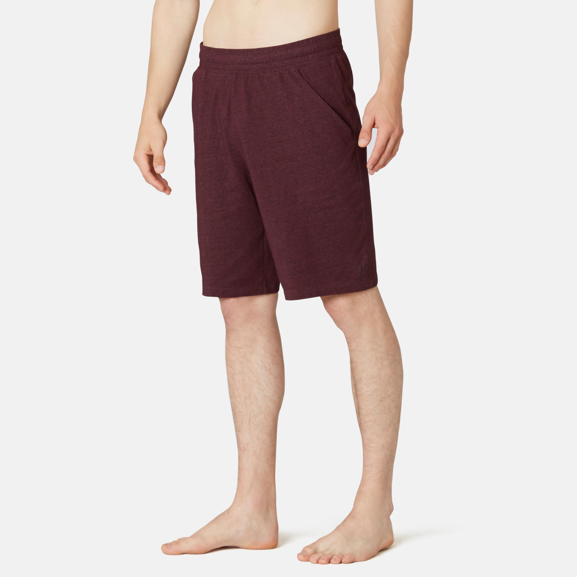 Men's RegularFit Long Pilates & Gentle Gym Sport Shorts 500 Burgundy