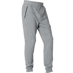 Pantaloni uomo fitness 500 slim misto cotone tasca con zip neri DOMYOS |  DECATHLON