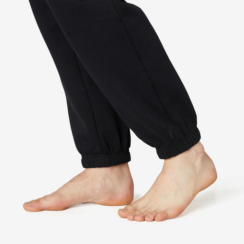 Pantalón chándal fitness felpa recto Hombre Domyos 500 negro