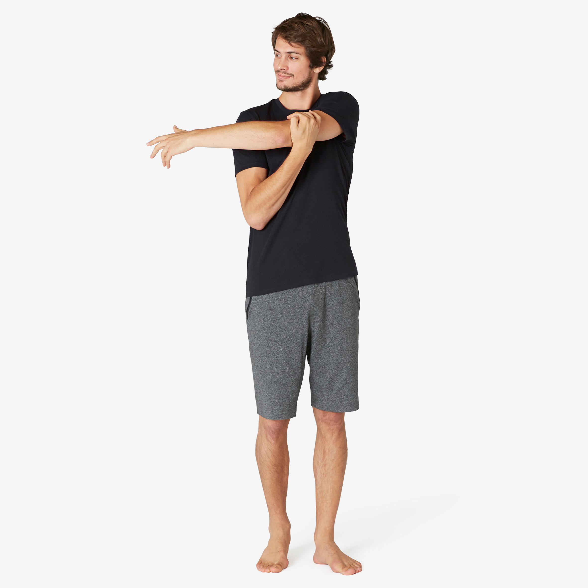 Camiseta manga corta Fitness 63% algodón slim Hombre negra 11/13