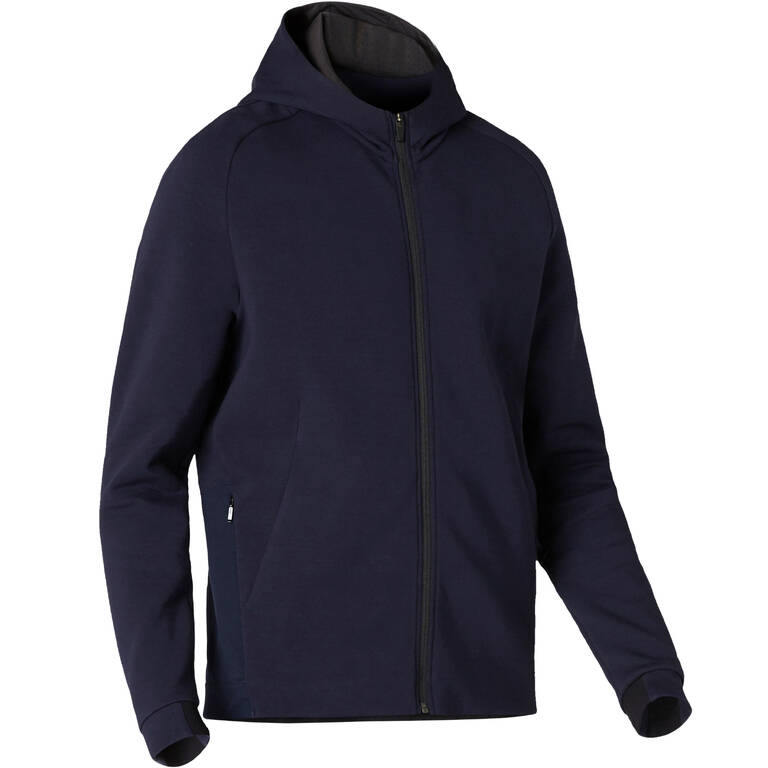 Men's Zip-Up Fitness Hoodie 500 - Navy Blue