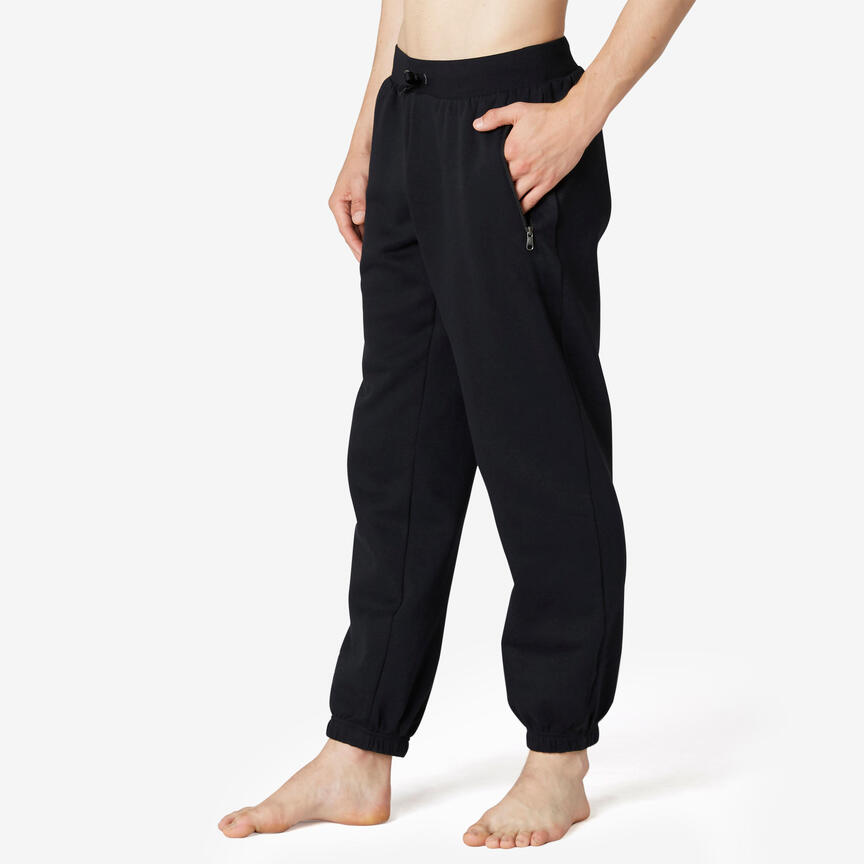 Pantaloni pesanti regular uomo ginnastica Pilates 500 neri Domyos