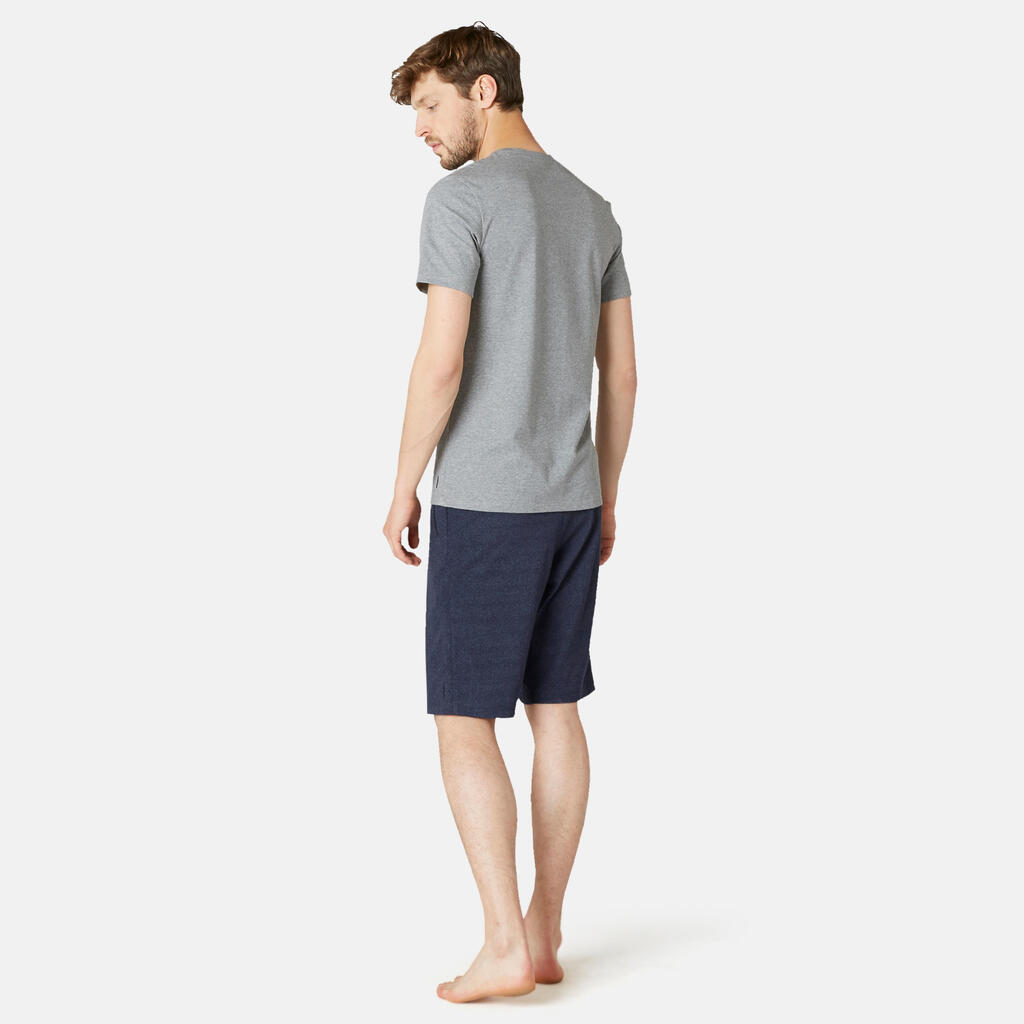 Shorts lang aus dehnbarer Baumwolle RV-Taschen Fitness blau