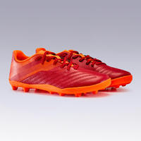 Chaussure de football enfant terrain sec AGILITY 140 FG Lacets Bordeaux Orange